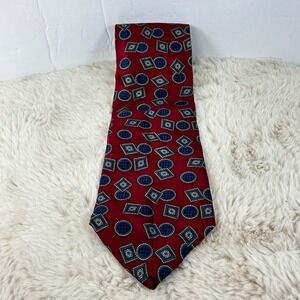 Stafford Silk Necktie Geometric‎ Print Burgundy Mens Tie